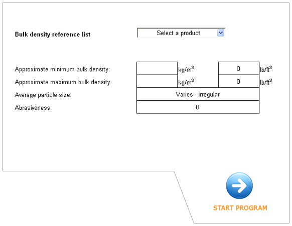 BULK DENSITY CHART for common bulk solids and powders