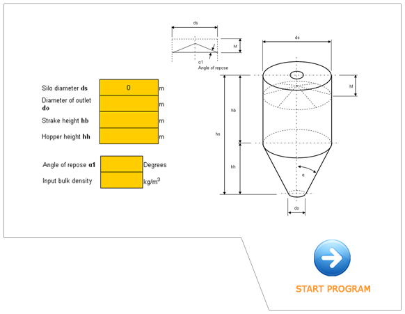 SILO CAPACITY and SILO VOLUME calculator