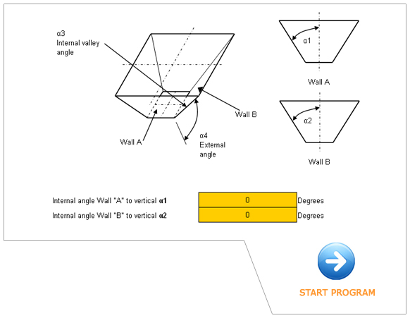 Online HOPPER VALLEY ANGLE calculator